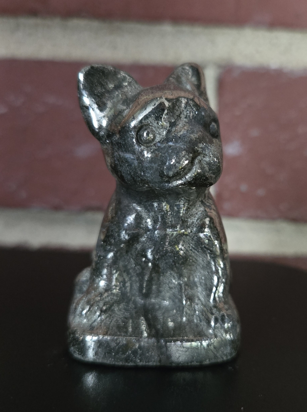 French Bulldog Figurine Metallic Brass Style Frenchie Dog Statue Small Decor